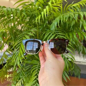 Lucky Brand Classic Half-Shell Horned-Rim Tortoise Sunglasses